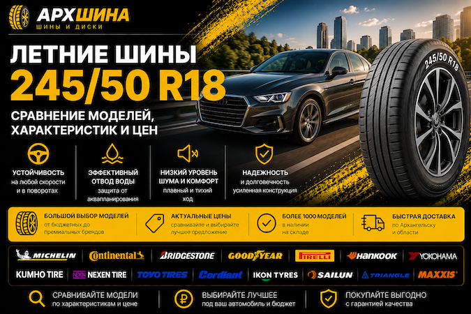 Летние шины 245/50 R18 — сравнение моделей, характеристик и цен
