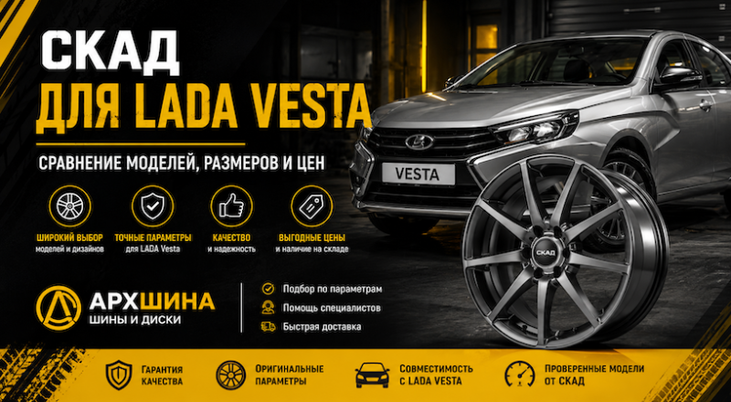 Диски СКАД на LADA Vesta — подбор моделей, размеров и цен