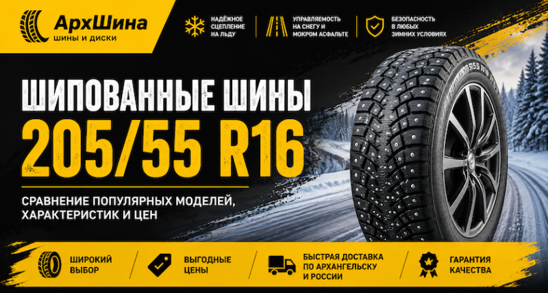 Шипованные шины 205/55 R16 — сравнение моделей, характеристик и цен