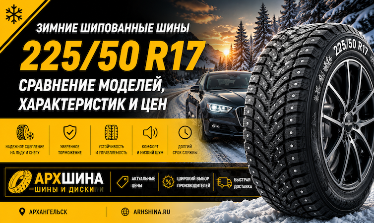 Зимние шипованные шины 225/50 R17 — сравнение моделей, характеристик и цен