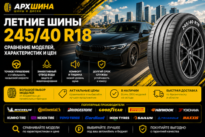 Летние шины 245/40 R18 — сравнение моделей, характеристик и цен
