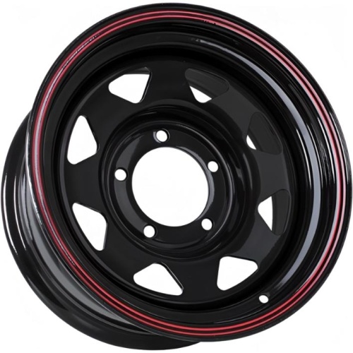 Фото колесного диска Grizzly SW01 7x16 5*139.7 ET-5 DIA108.6 Shinning Black With 2 Red Line Штампованный