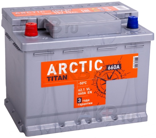 Фото аккумулятора АКБ ТИТАН 6СТ-62 Arctic пп